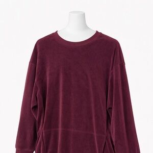Max Studio Burgundy Velour Sweatshirt Dress